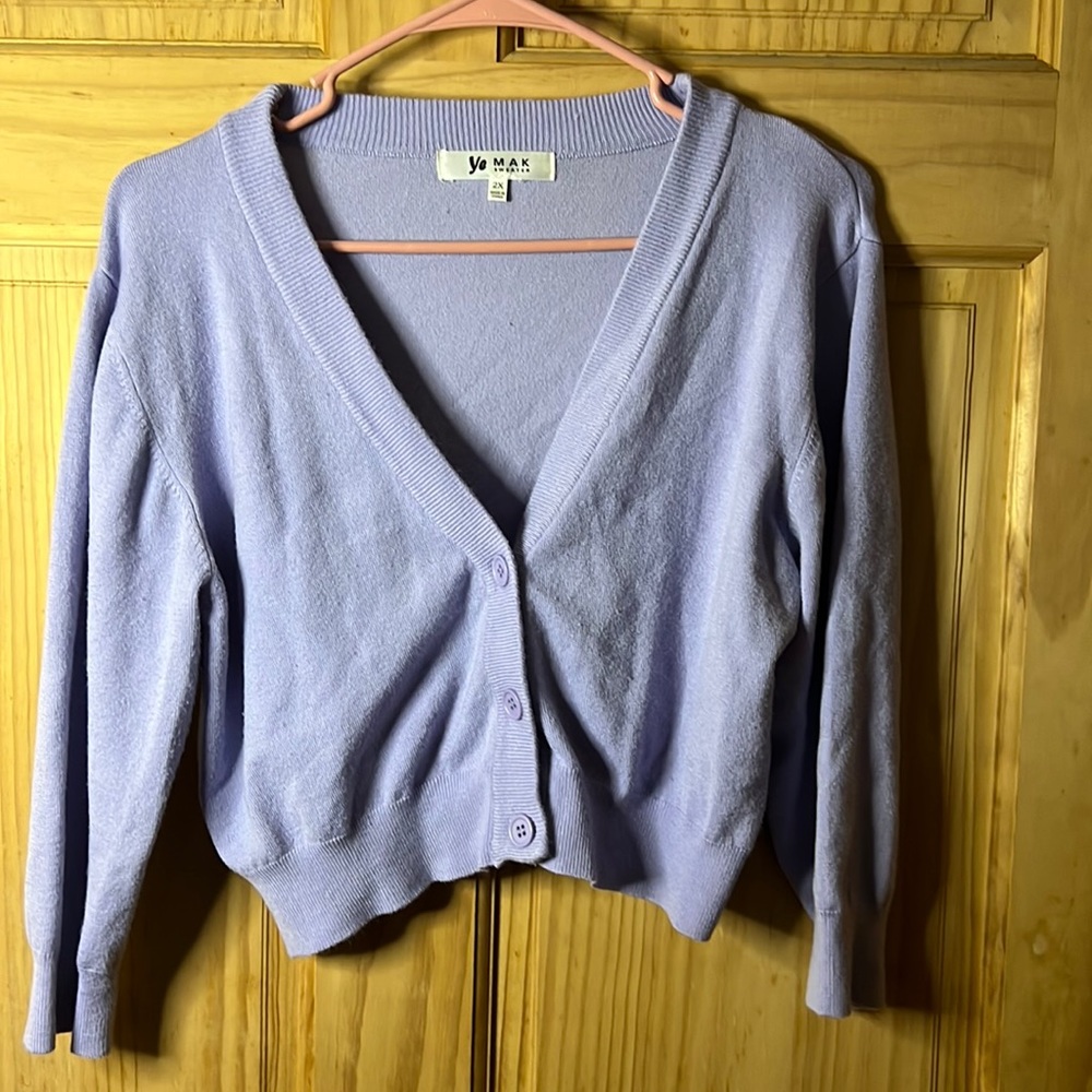 *LAST CHANCE! Donating 4/7* Lilac Crop Sweater